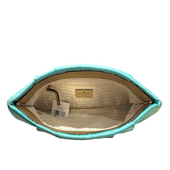 Kate Spade April Wedding Belles Robin's Egg Bridal Clutch Bag Bride Formal Satin - Picture 4 of 12
